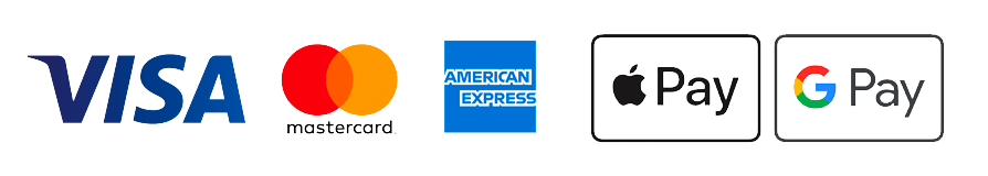 Accepted payments: Visa, Mastercard, Amex, Apple Pay